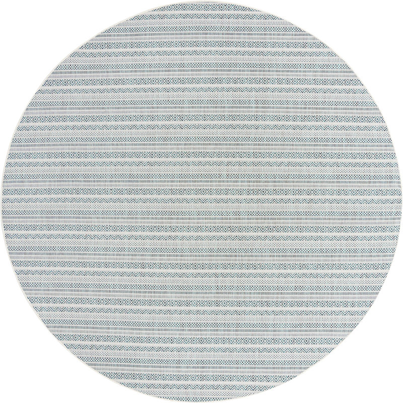 Outdoor Glimmer Area Rug Light Blue Color, Round 10'