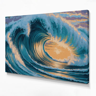 «Hawaiian Rolling Waves», art mural sur toile bleue