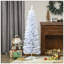 Snow Flocked Artificial Pencil Christmas Tree, Slim Xmas Tree With Realistic Branches And Plastic Base Stand For Indoor Decoration