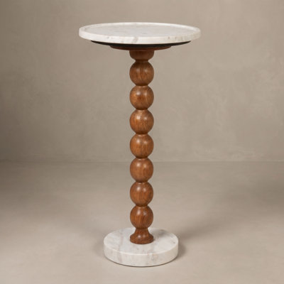 Mango Wood Bead Ball And Marble Drink Table