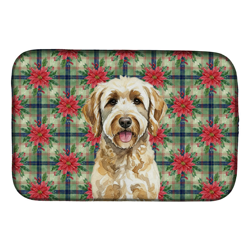 Tapis de séchage Labradoodle Christmas PoinsettIas
