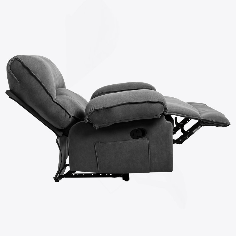 Fauteuil inclinable manuel surdimensionné pour le salon, Velours gris velours