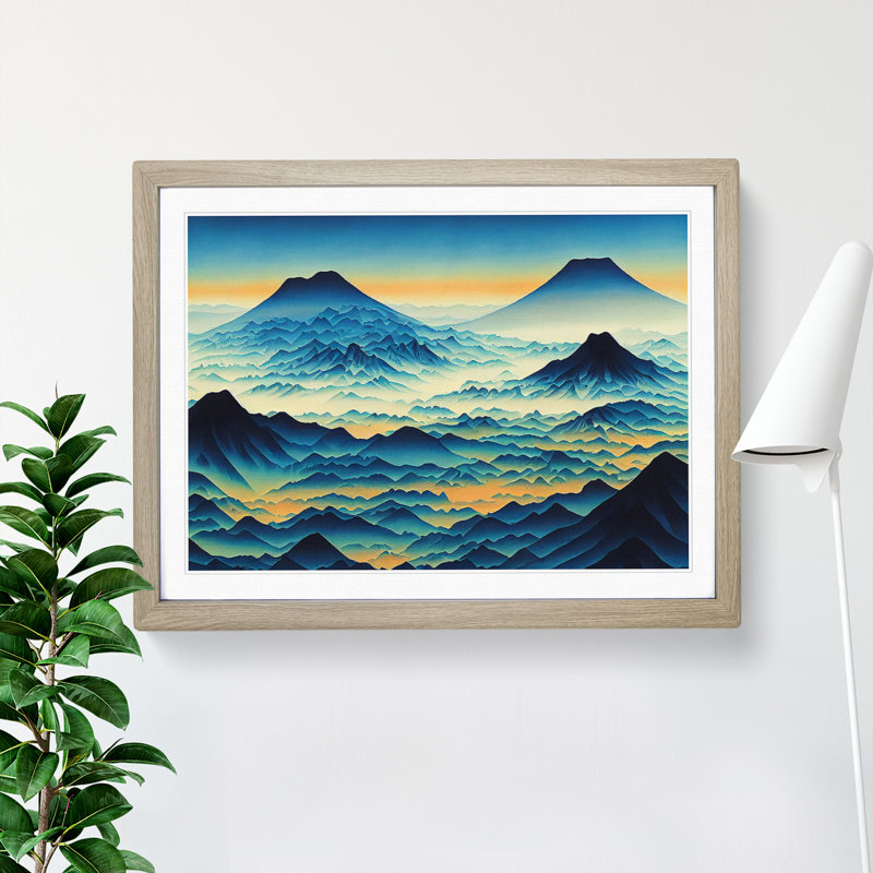 XH1022-6641X Japanese Mountains Vol.5 1 Piece Single Picture Frame Painting, 46cm H x 64cm W x 2cm D, Oak