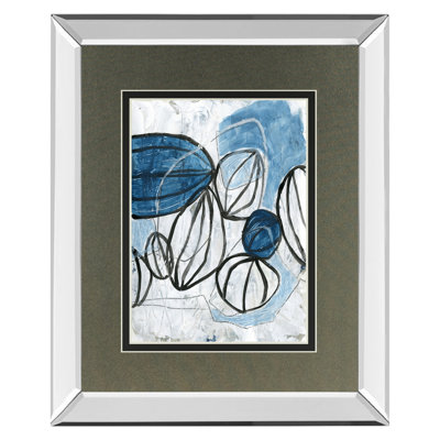 Art mural de lanternes bleues - 34 po x 40 po - Cadre en miroir
