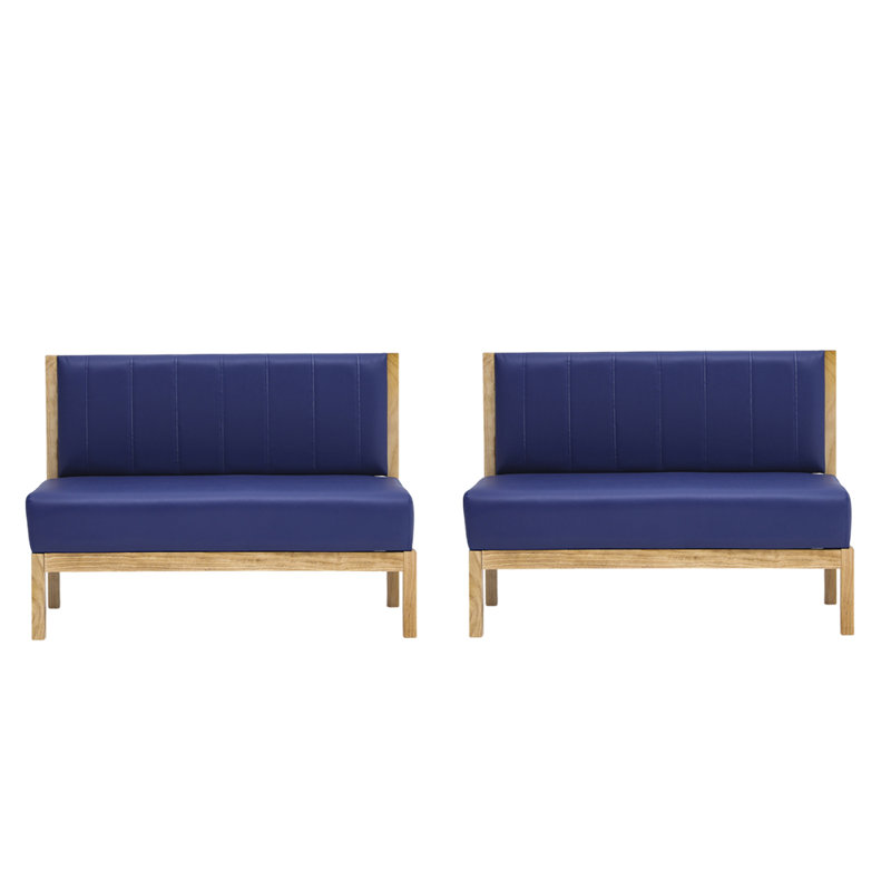 Banc rembourré en similicuir Simple, Bleu marine