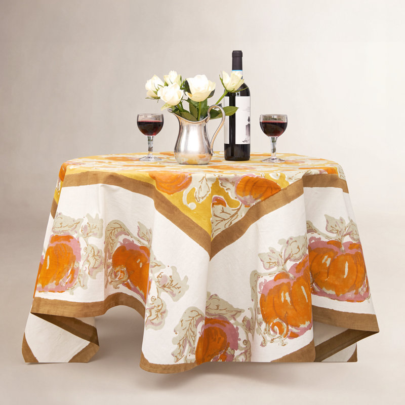 Pumpkin Tablecloth, 59" L x 59" W, Yellow