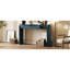 Console en bleu marine avec placage de chêne naturel, forme ovale, pieds cannelés, plateau de table à chargement manuel de 200 lb - détail classique appliqué, rangement pour la papeterie