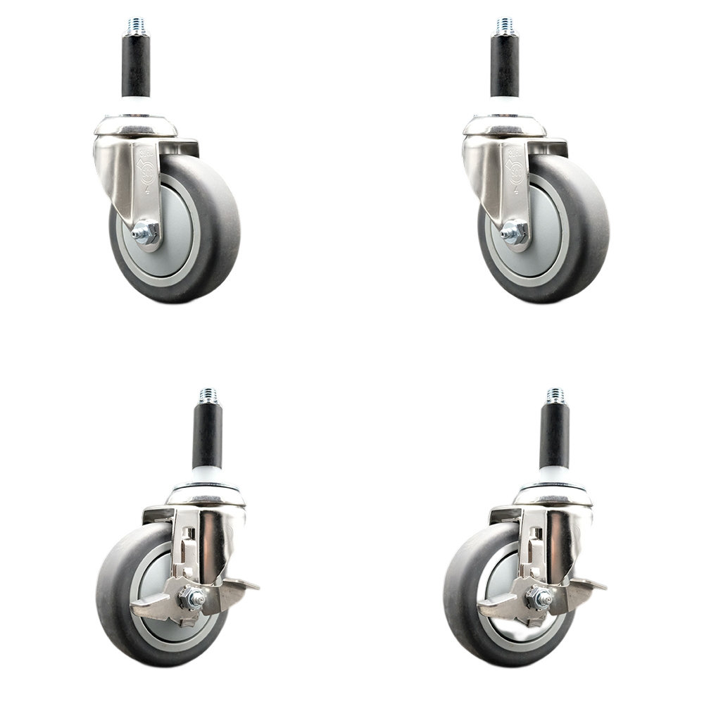 Service Caster 4 Piece Thermoplastic Rubber Swivel Stem Caster Set ...