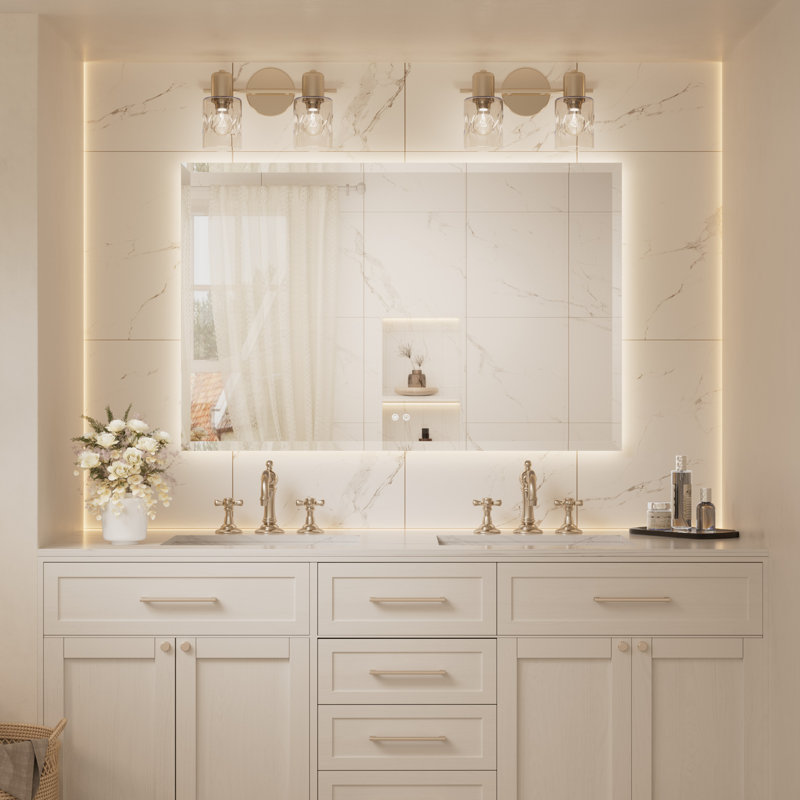 Miroir de salle de bain biseauté à rétroéclairage DEL, 36 po x 55 po