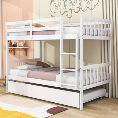 Twin Over Twin Wooden Standard Bunk Bed With Twin Size Trundle by Harriet Bee