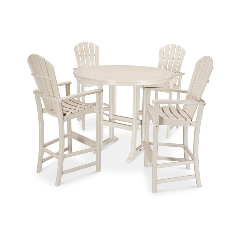 POLYWOOD Palm Coast 5-Piece Round Bar Set, Sand