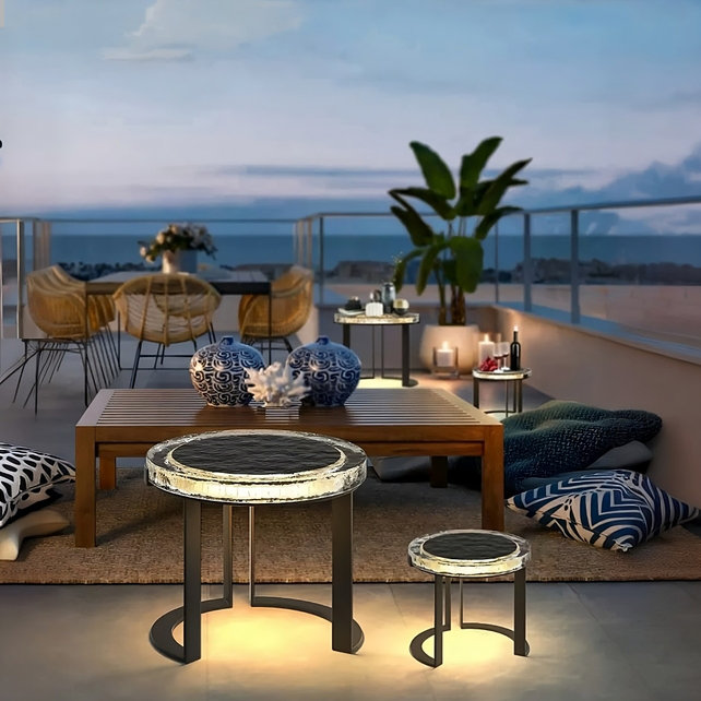 Solar Powered Integrated LED Floor Lamp End Table, Small