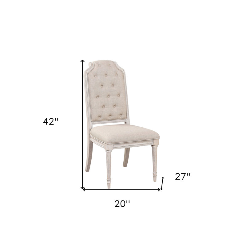 Ensemble de deux chaises d'appoint en tissu capitonné blanc et champagne