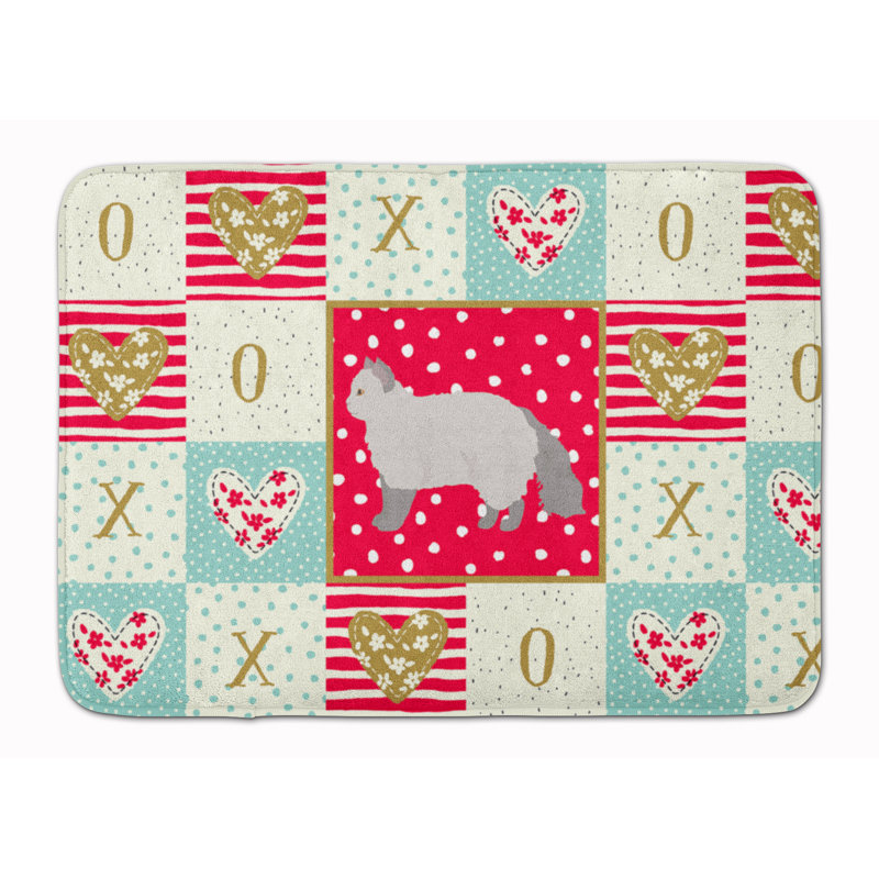 Tapis de cuisine à mousse mémoire cat love Charvi, Selkirk rex gris