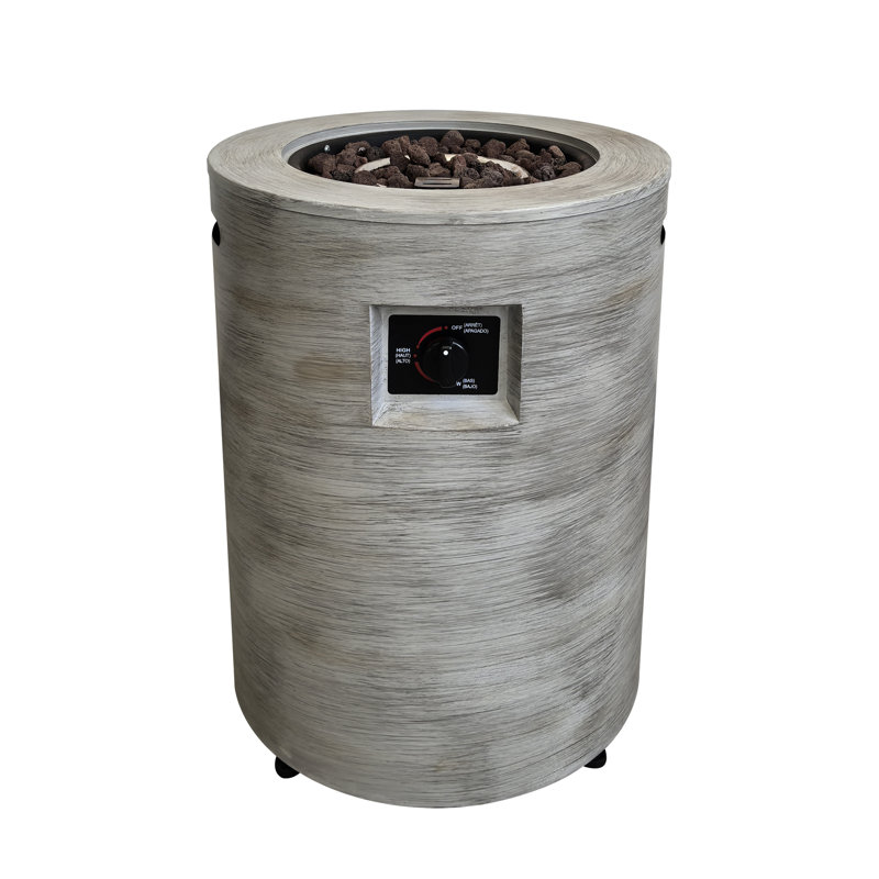 Foyer extérieur rond en métal 20 po - gris (P 20 po x H 25,6 po) + remplisseur