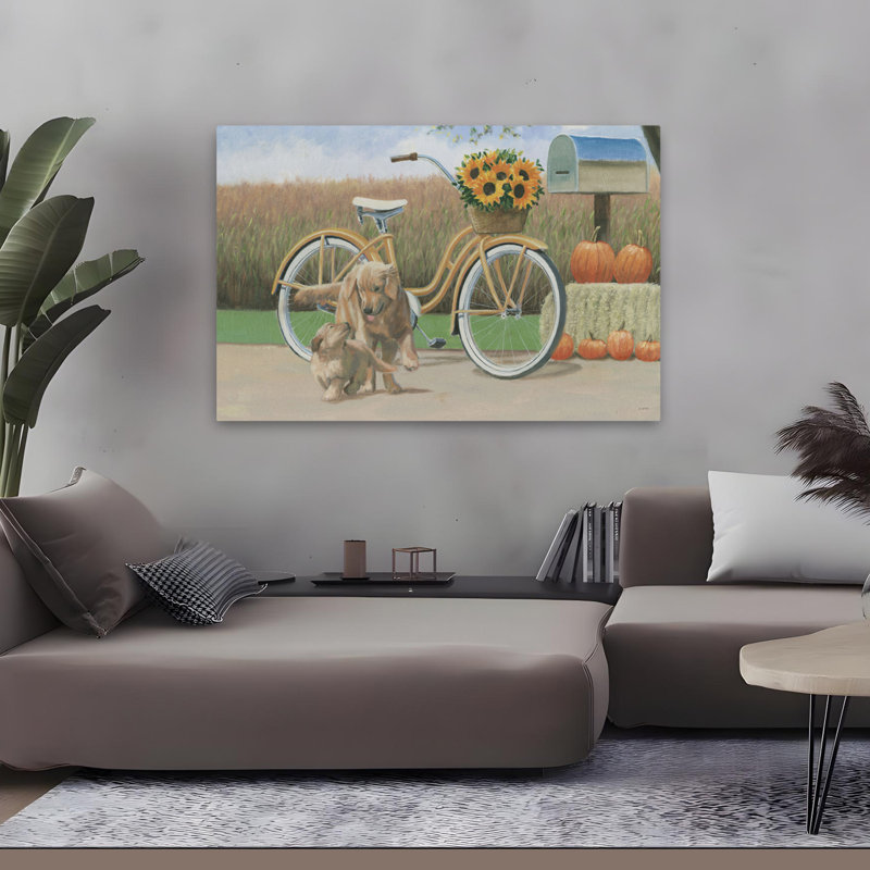 «Fall Bounty I», art d'automne, croiseur de plage, art à bicyclette, H 32 po x l 48 po