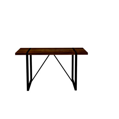 Table de salle à manger 55 po rustique industrielle, plateau en noyer, structure en métal noir, 4 à 6 places, teinté, pour table de cuisine et de salon, pieds, pieds