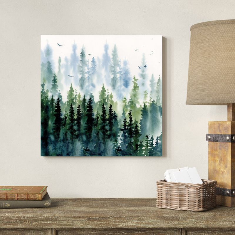 Soirée Treeline Sq, H 20 po x l 20 po x P 1,25 po, Blanc, Imprimé avec cadre blanc