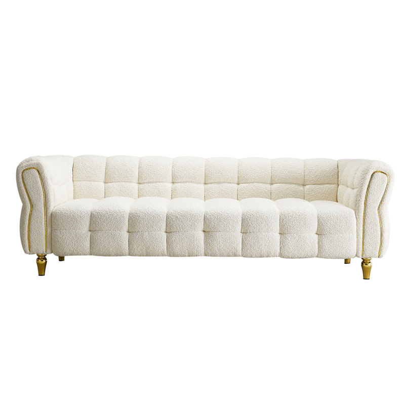 Canapé à accoudoirs évasés 87,01 po Chesterman, Mélange de polyester beige