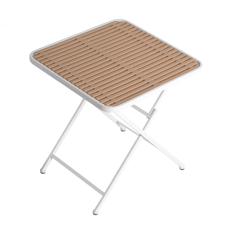 Été - Paquet de 2 chaises longues bleu clair modernes - Plastique PP intérieur / extérieur toutes saisons avec table pliante multifonctionnelle intérieure / extérieure moderne - Plateau de table en PP avec pieds en métal (blanc, kaki)