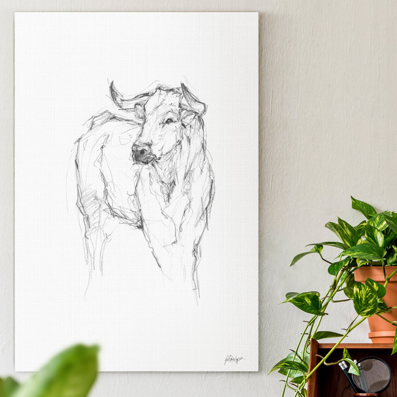 « Bull Study I », reproduction d’art sur toile tendue, H 20 po x l 16 po x P 1 po