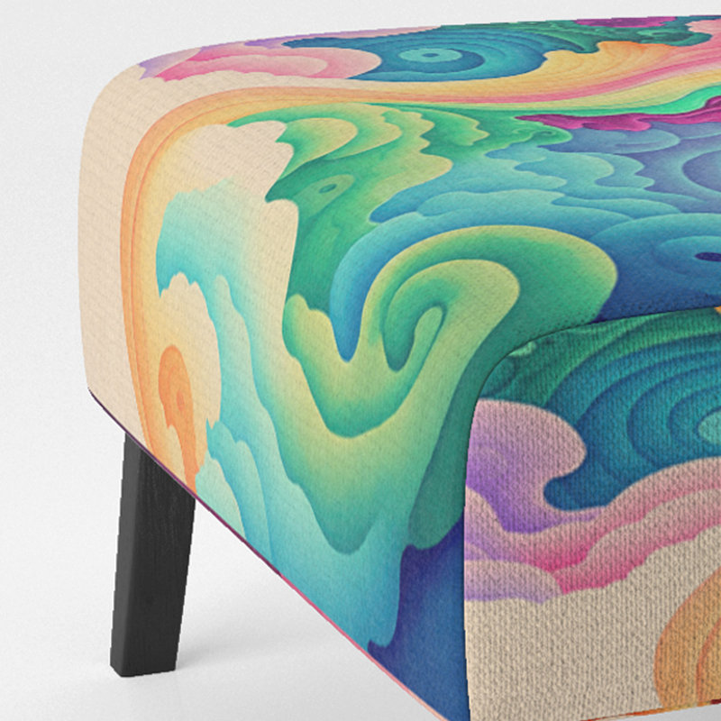 Multicolor Swirly Clouds II - Upholstered Modern Slipper Chair, Spiral Pattern Accent Chair