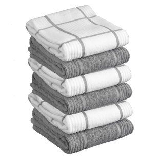 T-fal Premium Kitchen Towel (4-Pack), 16x26 Highly Absorbent, Super Soft  Long Lasting 100% Cotton Solid/Check Hand Towels, Tea Towels, Breeze
