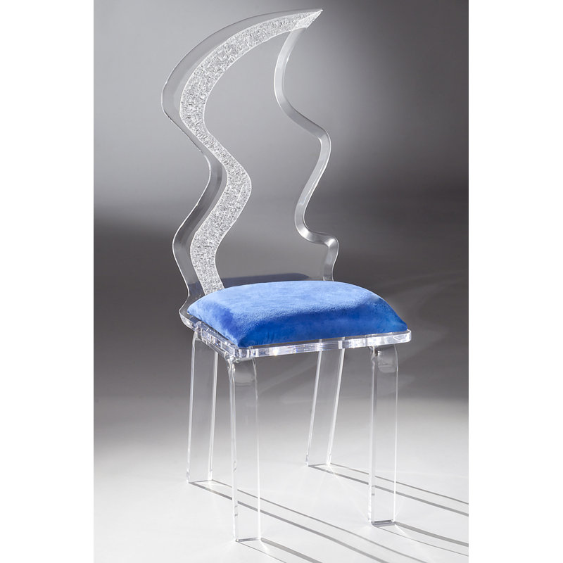 Chaise d'appoint rembourrée Dekker en transparent, Cobalt