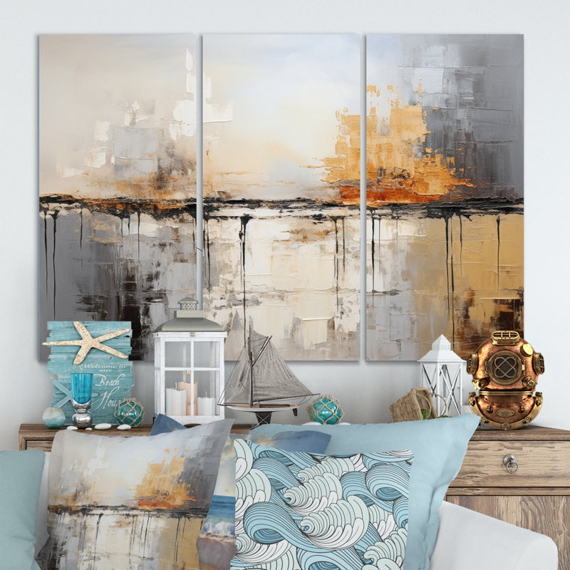 «Coastal Sand Coastal Dunes IV», ensemble d'art mural moderne, H 28 po x l 36 po x P 1 po