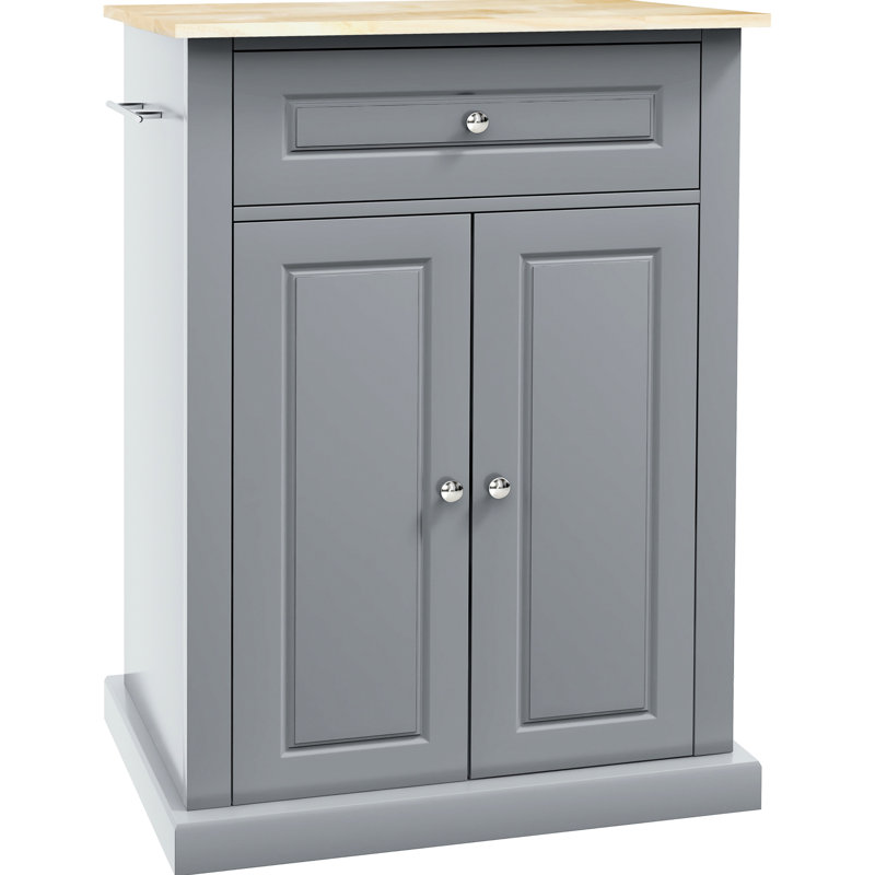 Grey Portable Kitchen Island With Drawer, Adjustable Shelf, 2 Towel - Intriguingly Rolling In Magnificent