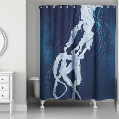 Rideau de douche simple jellyfish tentacules Pruneda