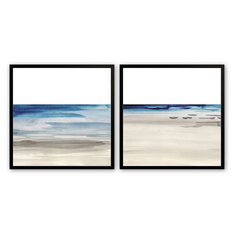 «Coastal Serenity», impression sur papier 2 pièces, H 21,5 po x l 21,5 po x P 1 po, Noir satiné