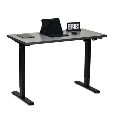Midtown Value Height Adjustable Standing Desk, Single Motor, 48x24, Grey Strand Top with Black Frame