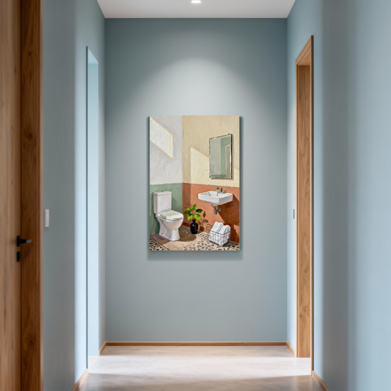 Salle de bain et salle de bain avec lavabo et plante, H 12 po x l 18 po