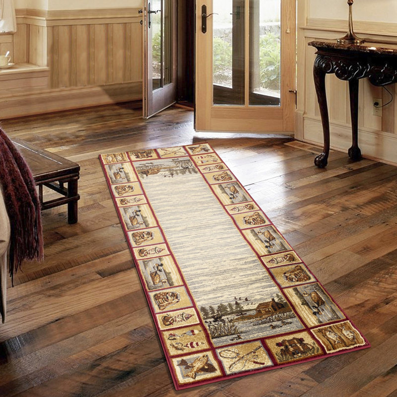 Red Polypropylene Lodge Area Rug, 2 Ft. X 3 Ft., Soft And Stain- Lodge-style Rug In Polypropylene, Stain