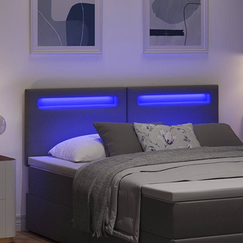 Headboard Plain Design Faux Leather, Grey, European Kingsize (160 x 200 cm), 98cm H x 160cm W x 5cm D