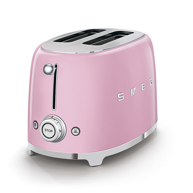 Smeg TSF01 50's Style Retro Two Slice Toaster, Pink