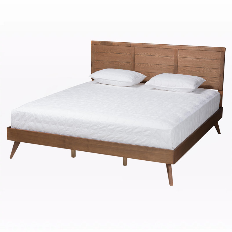 Lit plateforme très grand Crone Dail, brun noyer, l 80 po x L 83 po x H 58,3 po, Très grand