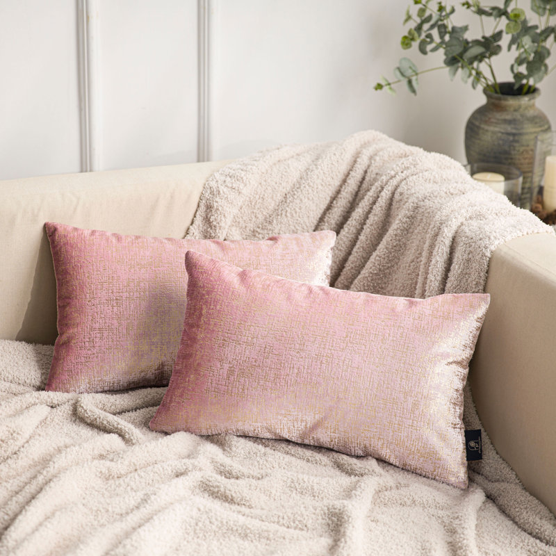 Housse de coussin décoratif en velours rose clair, coussins décoratifs pour canapé-lit, Rose, Rectangle H 12 po x l 20 po