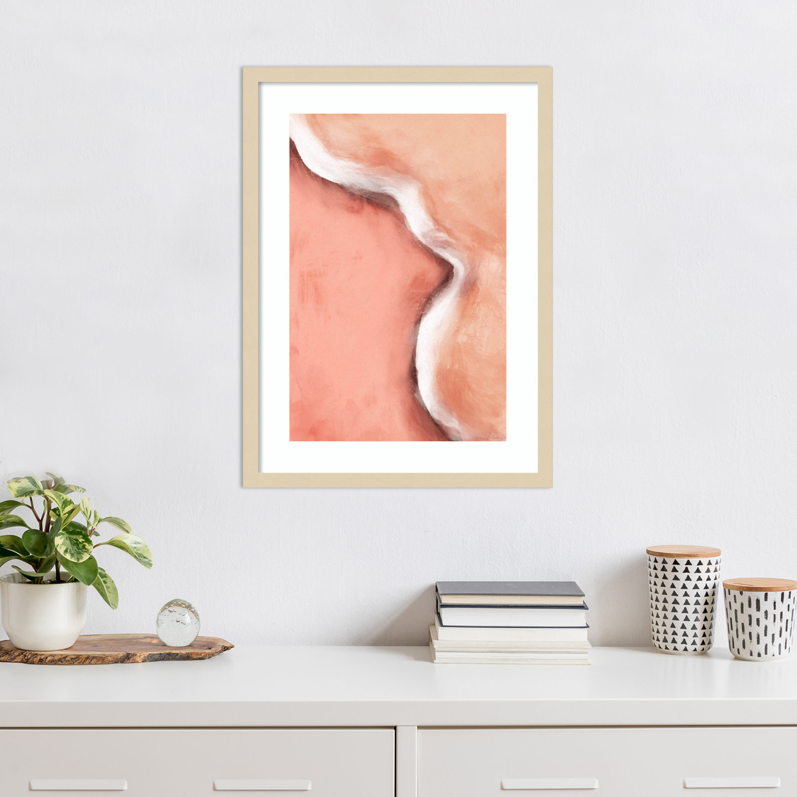Galya "Peachy Wave" Print by Treechild, 25" H x 19" W, Brown