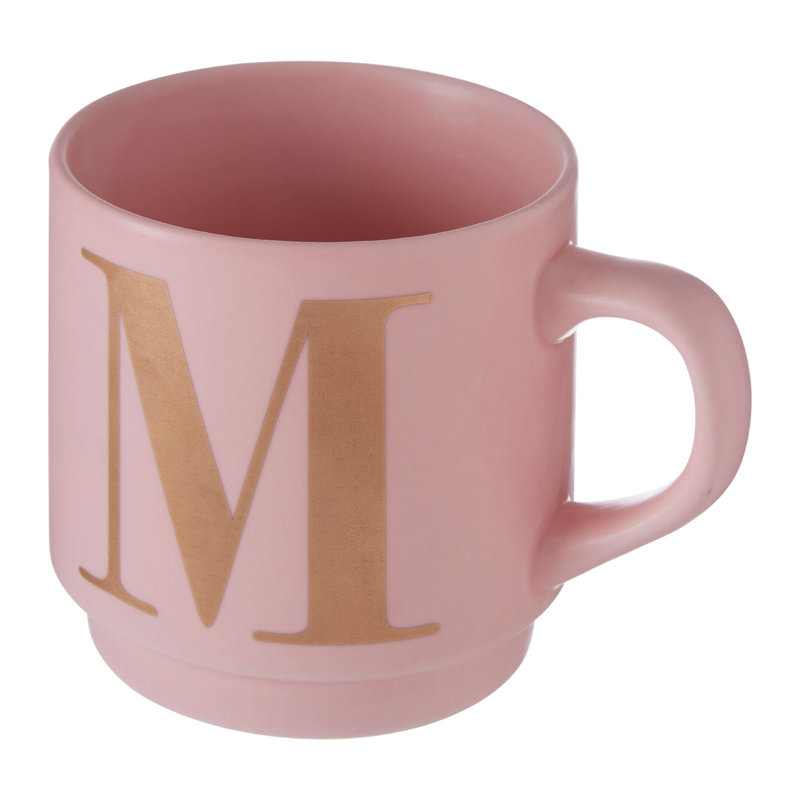 Ethel Porcelain Coffee Mug, M, Pink/Gold