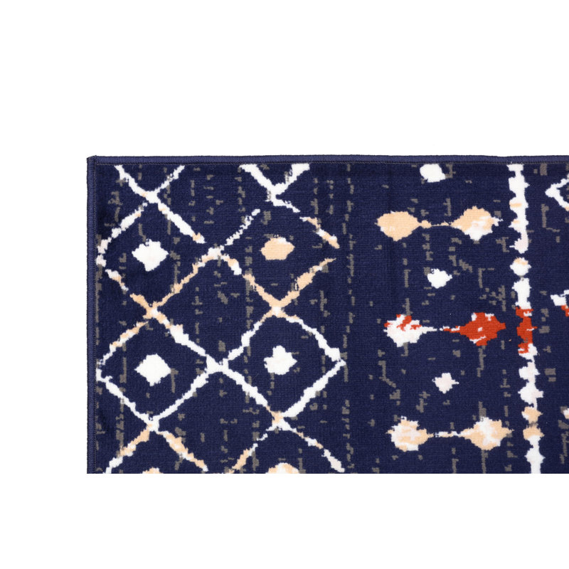 Tapis bleu marine / rouge / ivoire Blando, Rectangle 3 pi 6 po x 5 pi 6 po