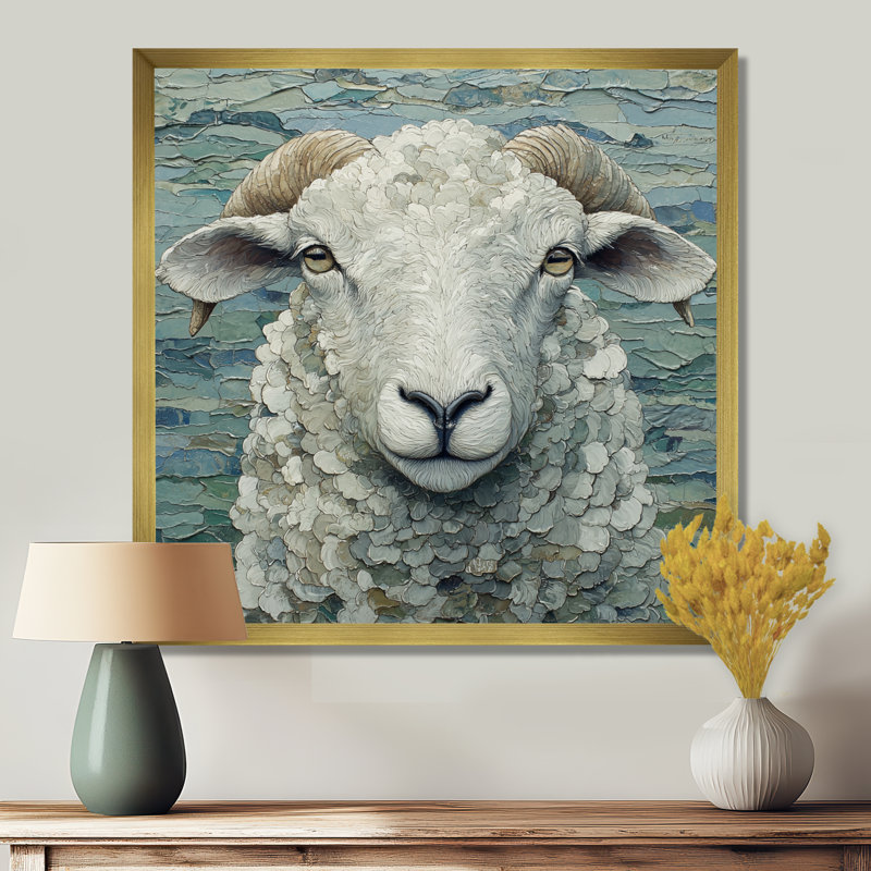 Portrait de mouton Drenna Ewes, Reproduction encadrée d'une seule photo, H 16 po x l 16 po, Doré