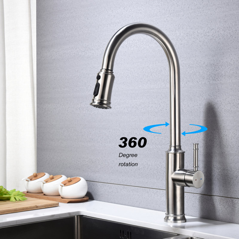 Kitchen Faucet With Pull Out Spraye, Brushed Nickel