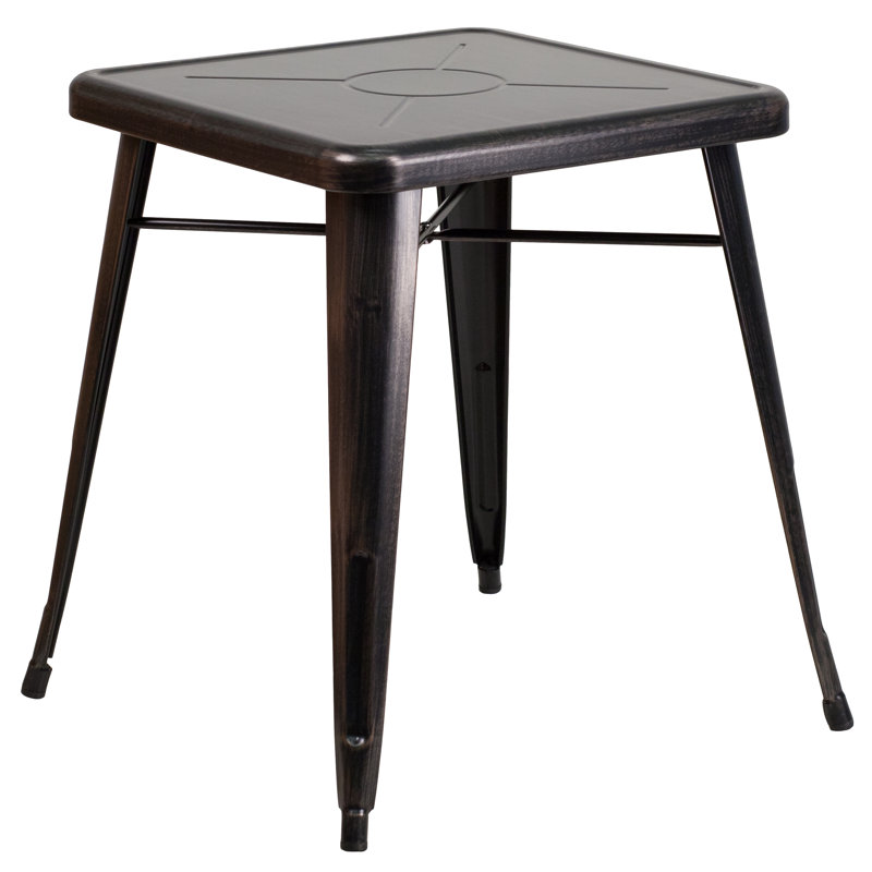 Geneieve 23.75'' Square Metal Indoor-Outdoor Table, Black/Antique Gold