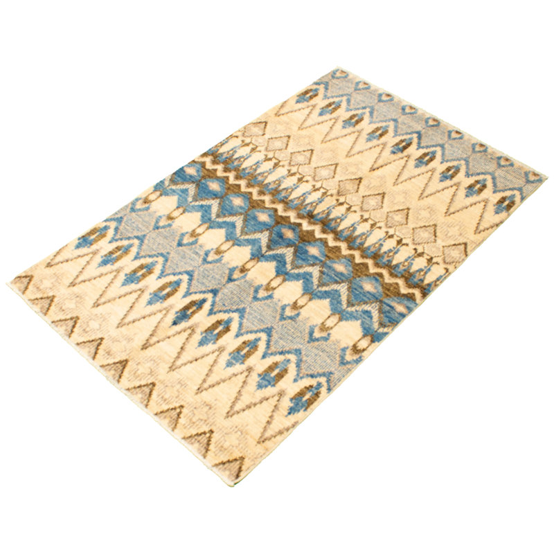 Tapis unique en laine noué à la main Shalimar nouvel âge de 5 pi 2 po x 8 pi 4 po crème