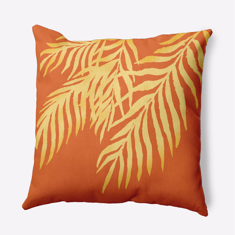 Coussin intérieur / extérieur Leafy Branch, H 20 po x l 20 po, Floral jaune / orange