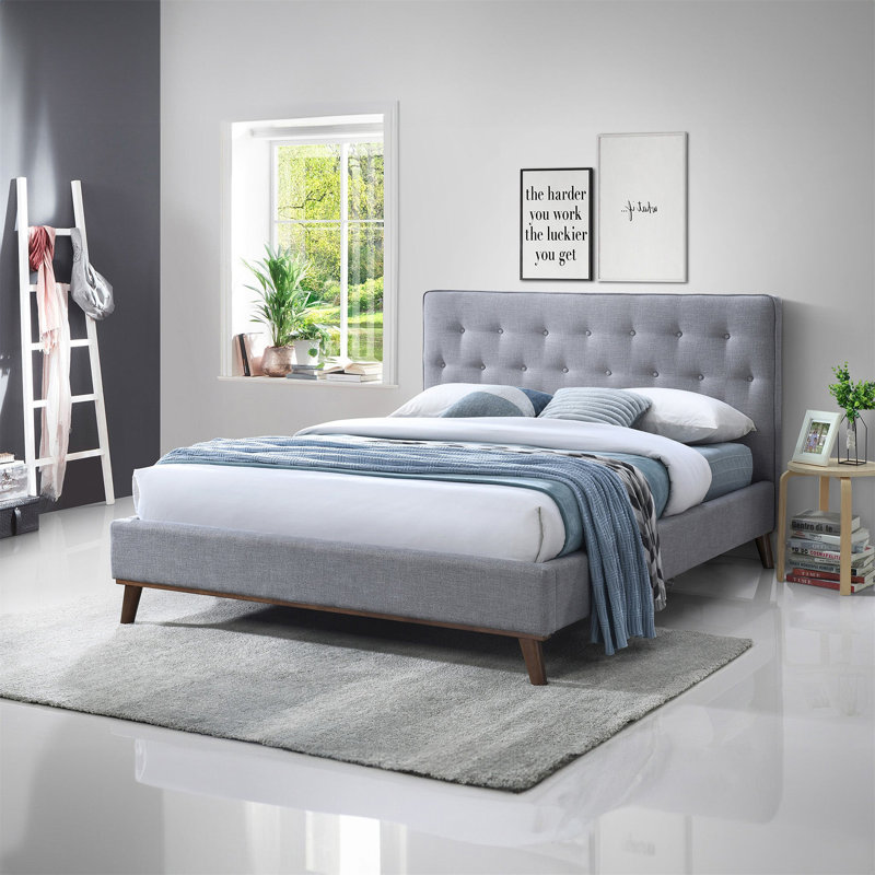 Graceville Fabric Platform Bed, King, Gray