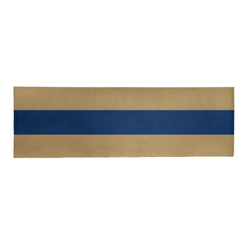 Tapis rayé doré / bleu marine, Tapis de couloir 2 pi 6 po x 8 pi