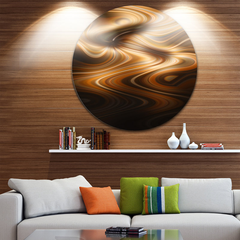 « brown curveed wave texture », impression sur métal, H 23 po x l 23 po x P 1 po